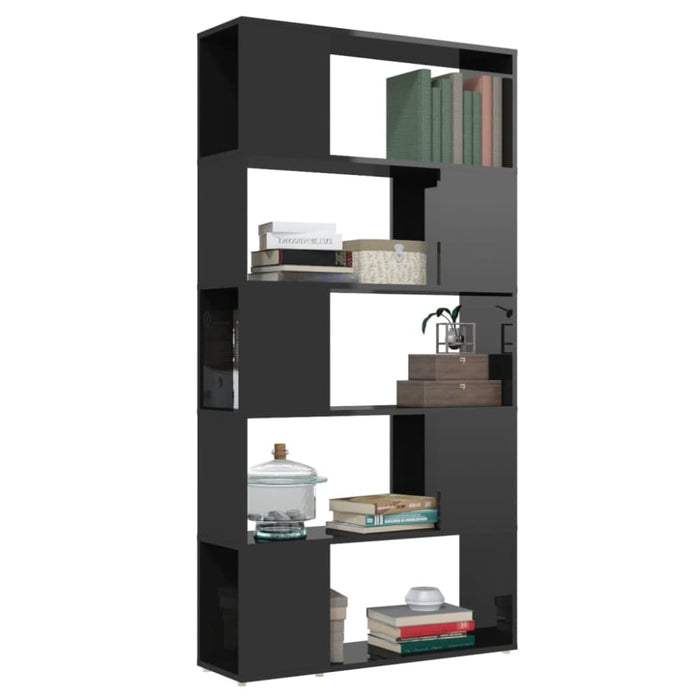 Book Cabinet Room Divider Glossy Look Black 80x24x155 Cm