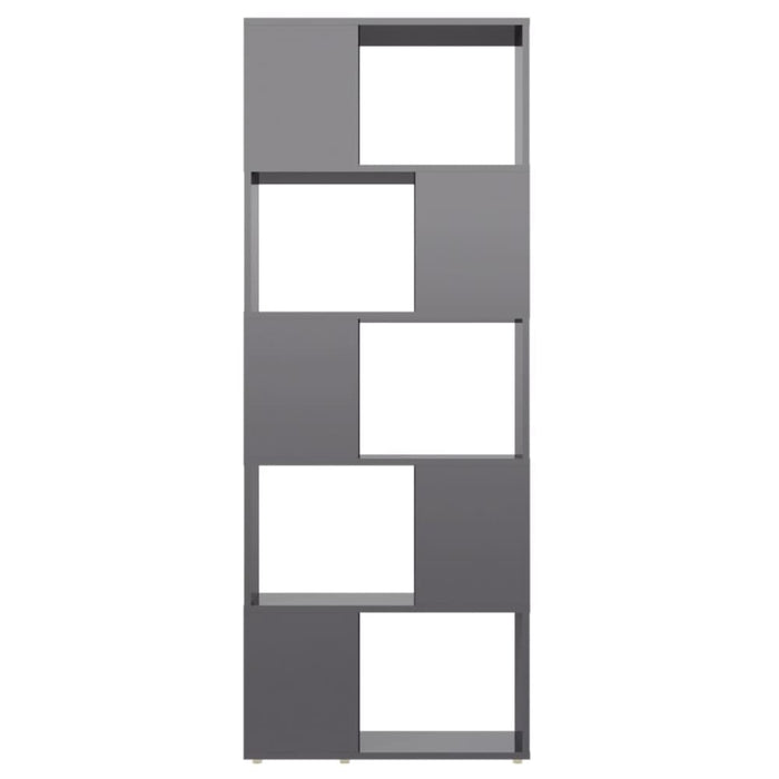 Book Cabinet Room Divider Glossy Look Grey 60x24x155 Cm