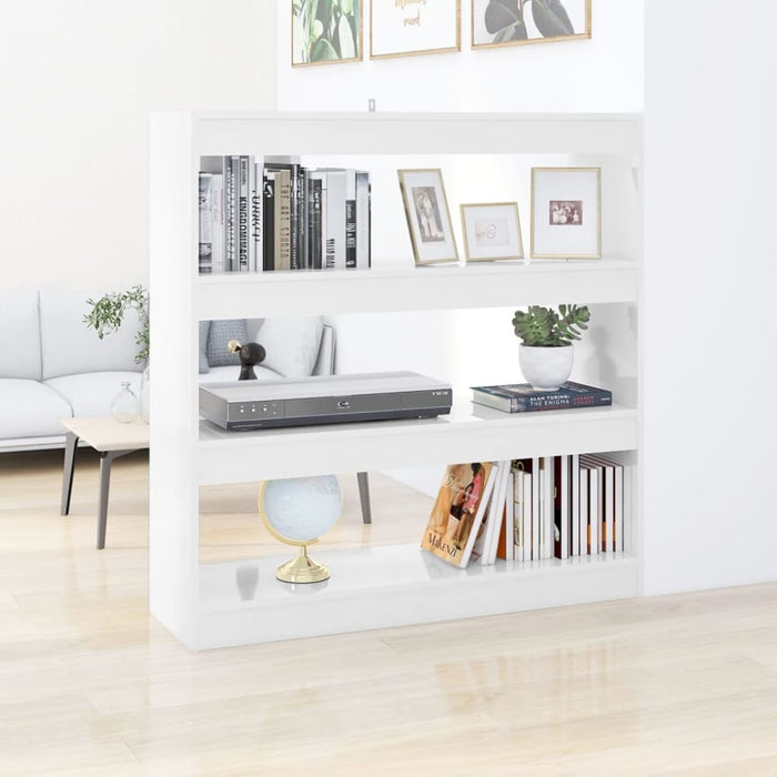 Book Cabinet Room Divider Glossy Look White 100x30x103 Cm