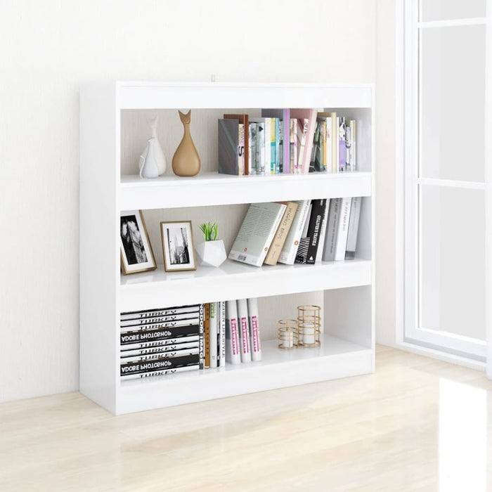 Book Cabinet Room Divider Glossy Look White 100x30x103 Cm