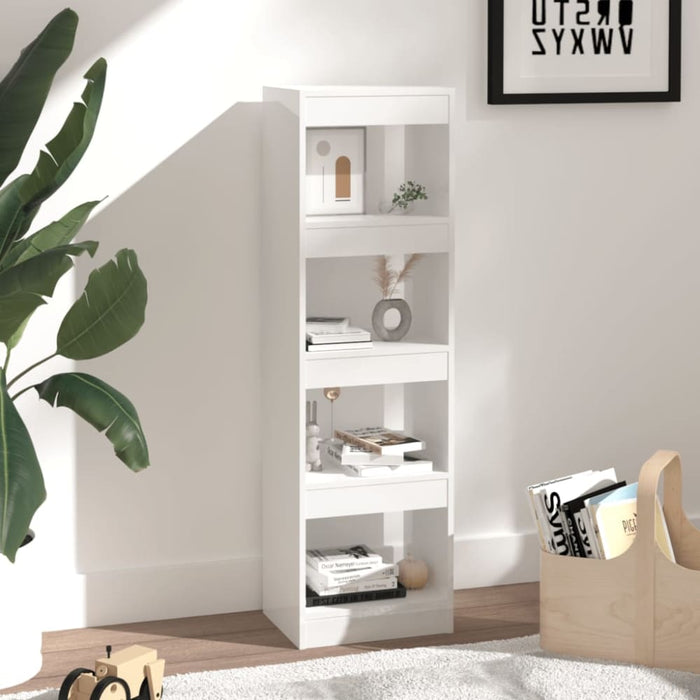 Book Cabinet Room Divider Glossy Look White 40x30x135 Cm