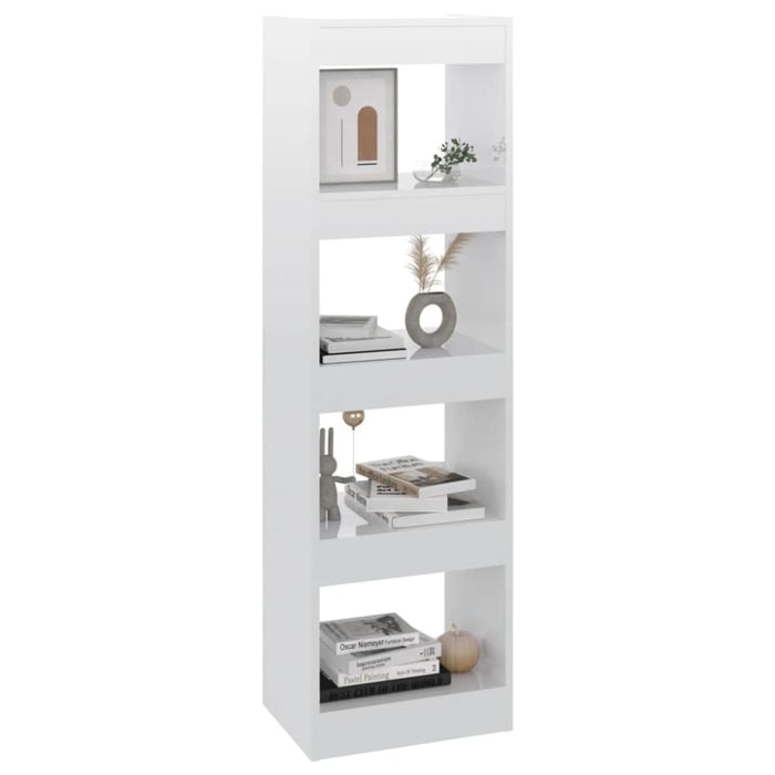 Book Cabinet Room Divider Glossy Look White 40x30x135 Cm