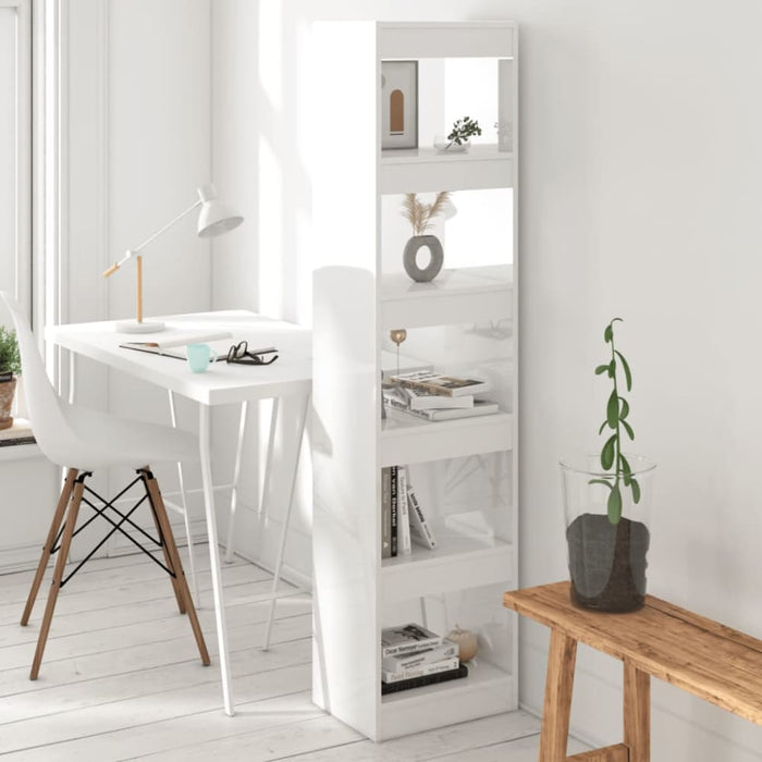 Book Cabinet Room Divider Glossy Look White 40x30x166 Cm
