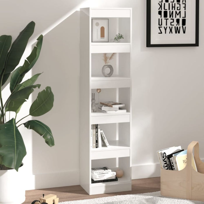 Book Cabinet Room Divider Glossy Look White 40x30x166 Cm