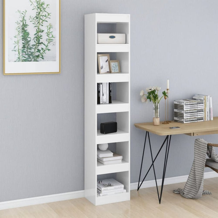 Book Cabinet Room Divider Glossy Look White 40x30x198 Cm
