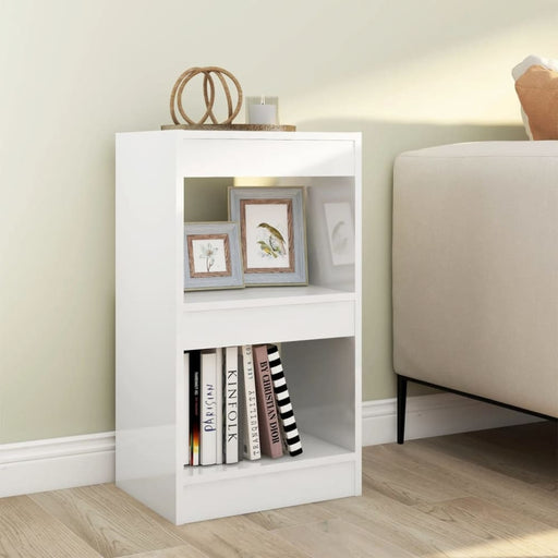 Book Cabinet Room Divider Glossy Look White 40x30x72 Cm