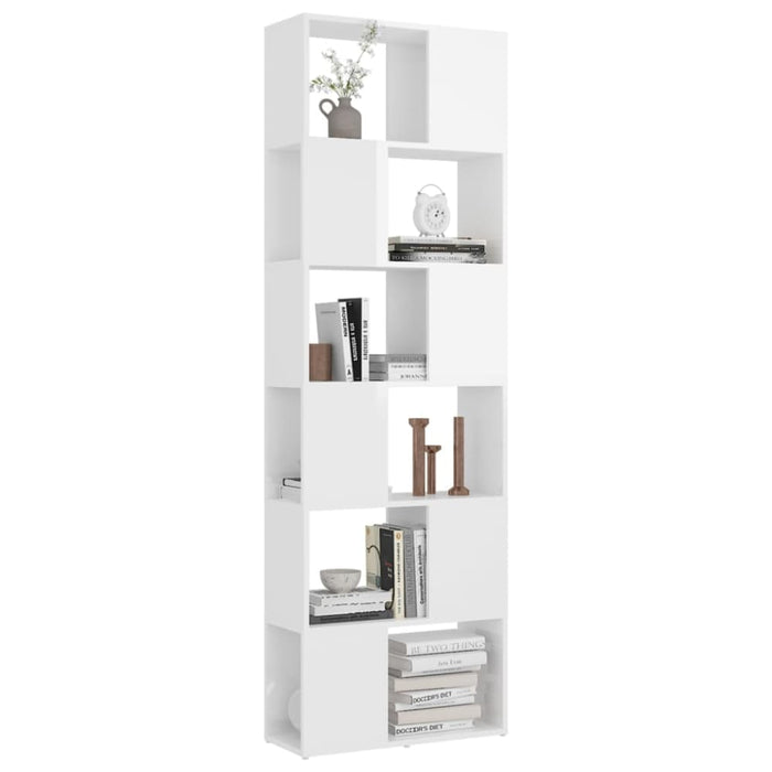 Book Cabinet Room Divider Glossy Look White 60x24x186 Cm