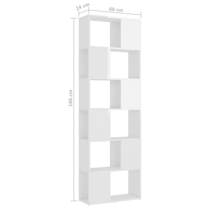 Book Cabinet Room Divider Glossy Look White 60x24x186 Cm
