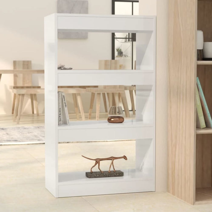 Book Cabinet Room Divider Glossy Look White 60x30x103 Cm