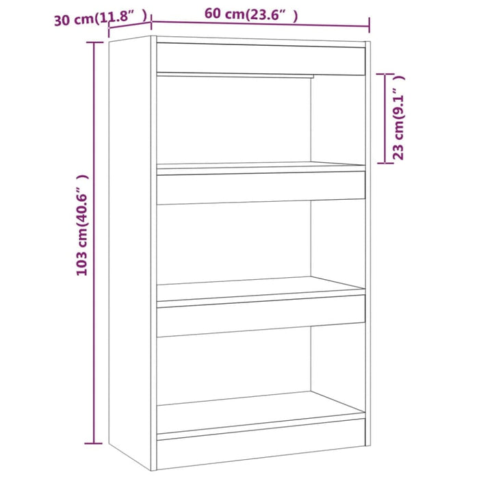 Book Cabinet Room Divider Glossy Look White 60x30x103 Cm