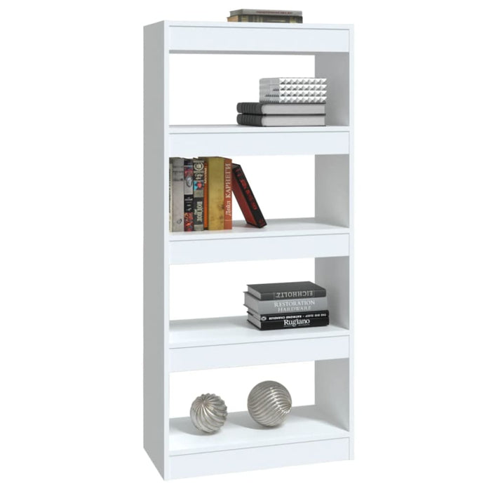 Book Cabinet Room Divider Glossy Look White 60x30x135 Cm