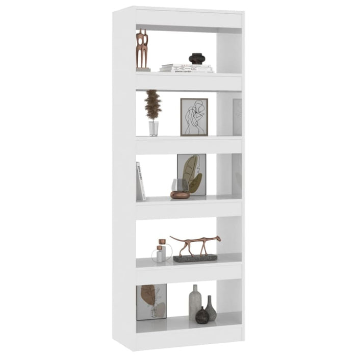 Book Cabinet Room Divider Glossy Look White 60x30x166 Cm