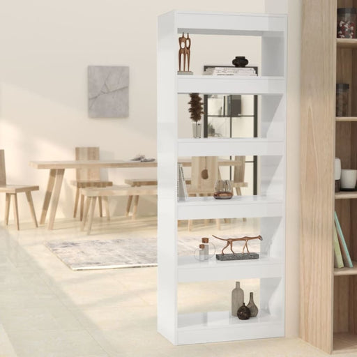 Book Cabinet Room Divider Glossy Look White 60x30x166 Cm