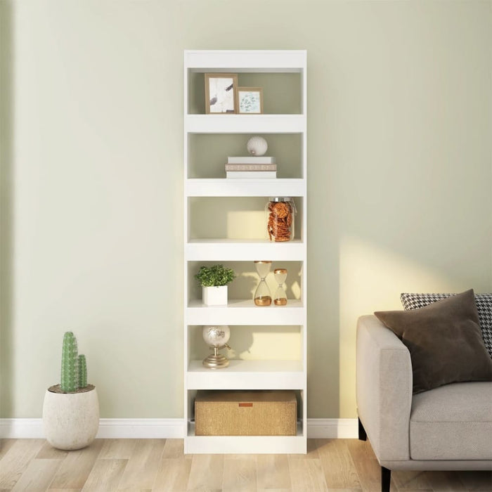 Book Cabinet Room Divider Glossy Look White 60x30x198 Cm
