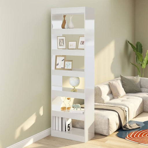 Book Cabinet Room Divider Glossy Look White 60x30x198 Cm