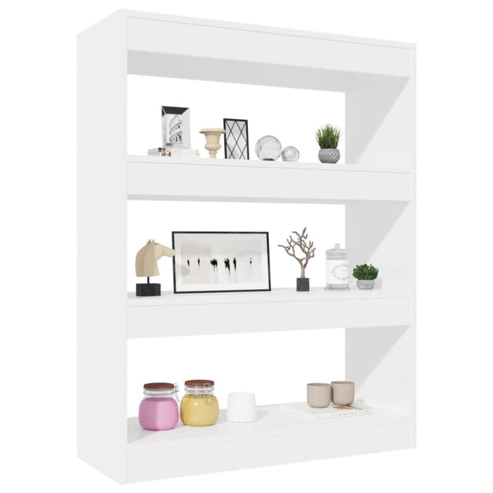 Book Cabinet Room Divider Glossy Look White 80x30x103 Cm