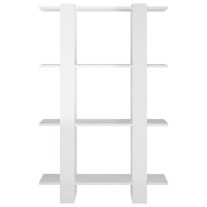 Book Cabinet Room Divider Glossy Look White 80x30x123.5 Cm