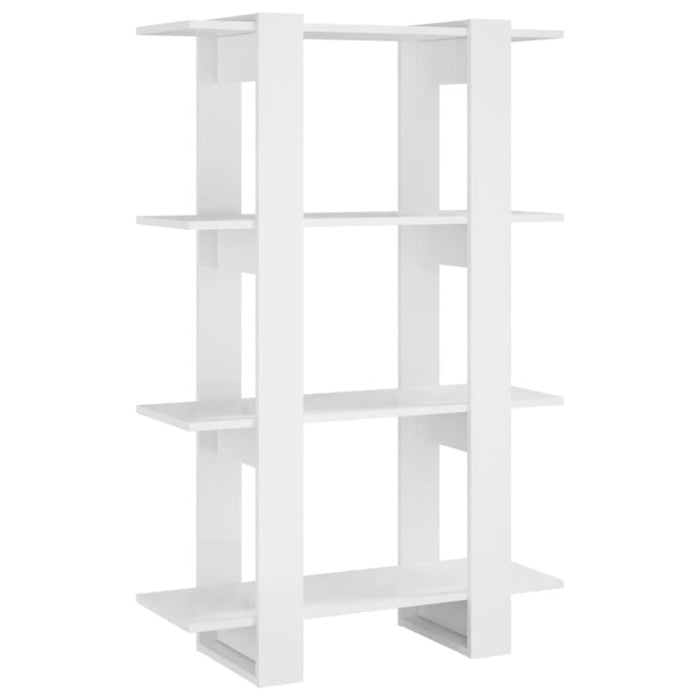 Book Cabinet Room Divider Glossy Look White 80x30x123.5 Cm