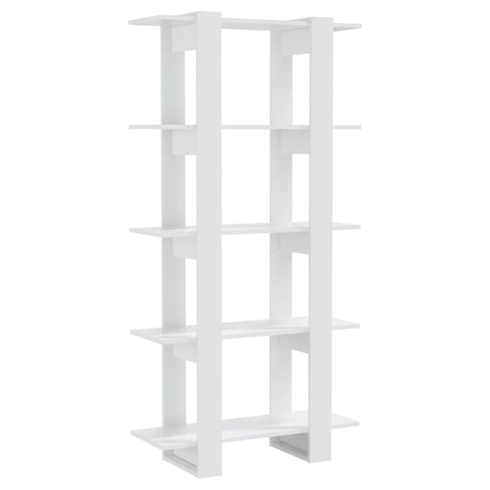 Book Cabinet Room Divider Glossy Look White 80x30x160 Cm