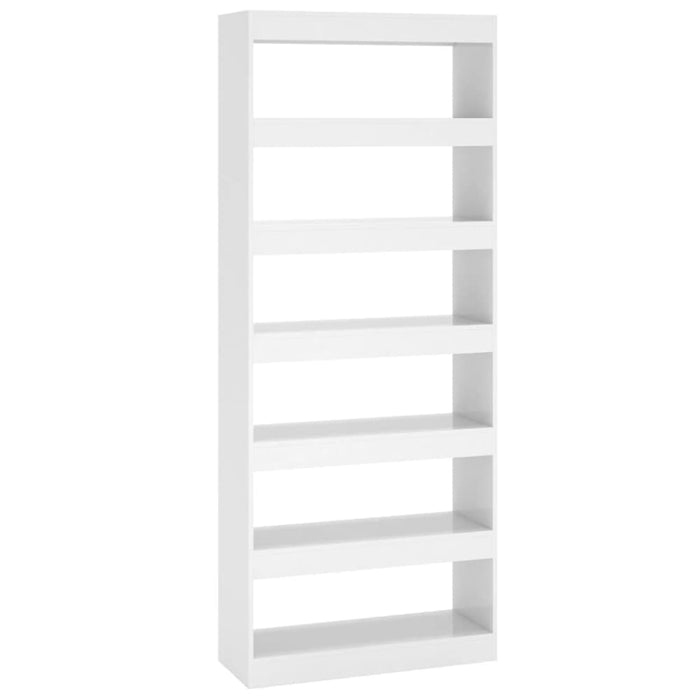 Book Cabinet Room Divider Glossy Look White 80x30x198 Cm