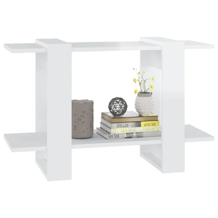 Book Cabinet Room Divider Glossy Look White 80x30x51 Cm