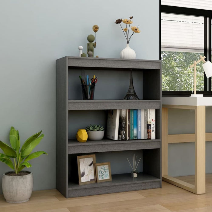 Book Cabinet Room Divider Grey 100x30x103 Cm Solid Pinewood