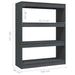 Book Cabinet Room Divider Grey 100x30x103 Cm Solid Pinewood