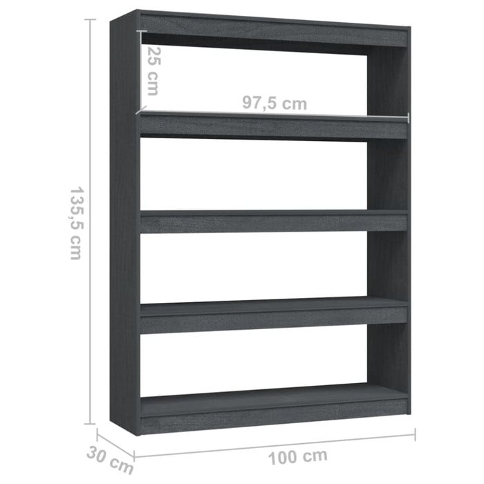 Book Cabinet Room Divider Grey 100x30x135.5 Cm Solid