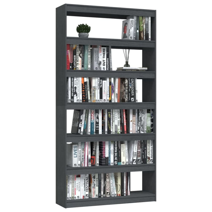 Book Cabinet Room Divider Grey 100x30x200 Cm Solid Pinewood