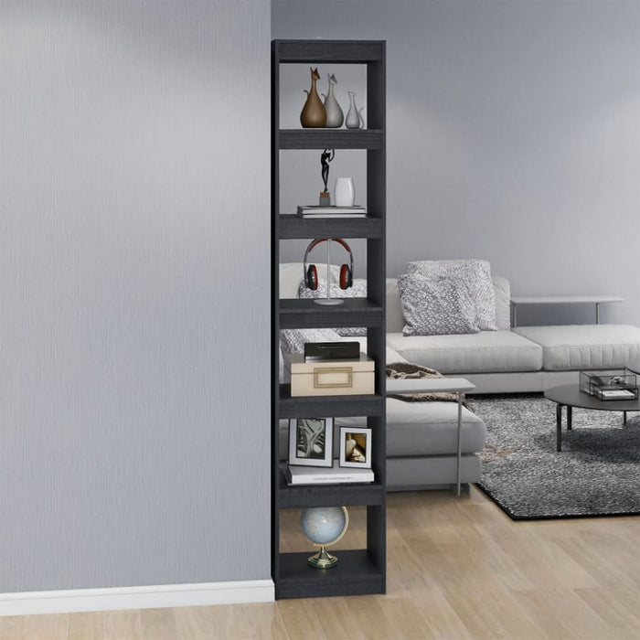 Book Cabinet Room Divider Grey 40x30x199 Cm Solid Pinewood