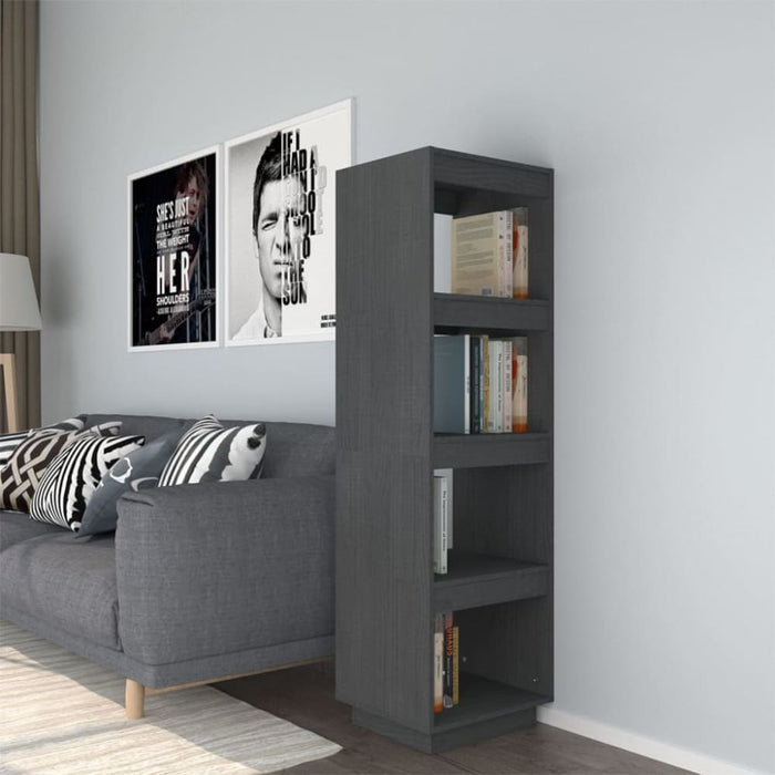 Book Cabinet Room Divider Grey 40x35x135 Cm Solid Pinewood