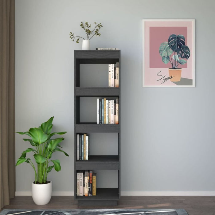 Book Cabinet Room Divider Grey 40x35x135 Cm Solid Pinewood