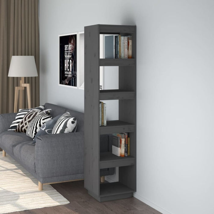 Book Cabinet Room Divider Grey 40x35x167 Cm Solid Wood Pine