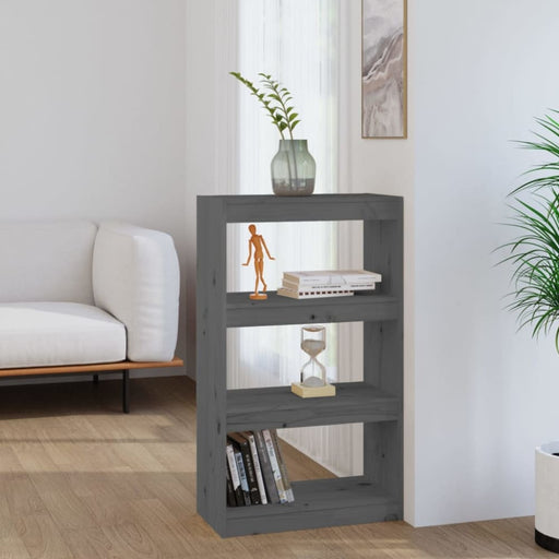 Book Cabinet Room Divider Grey 60x30x103.5 Cm Solid Wood