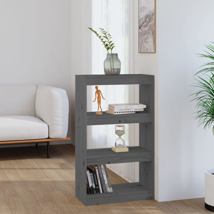 Book Cabinet Room Divider Grey 60x30x103.5 Cm Solid Wood