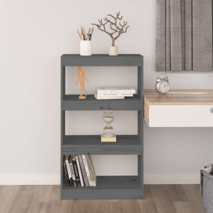 Book Cabinet Room Divider Grey 60x30x103.5 Cm Solid Wood