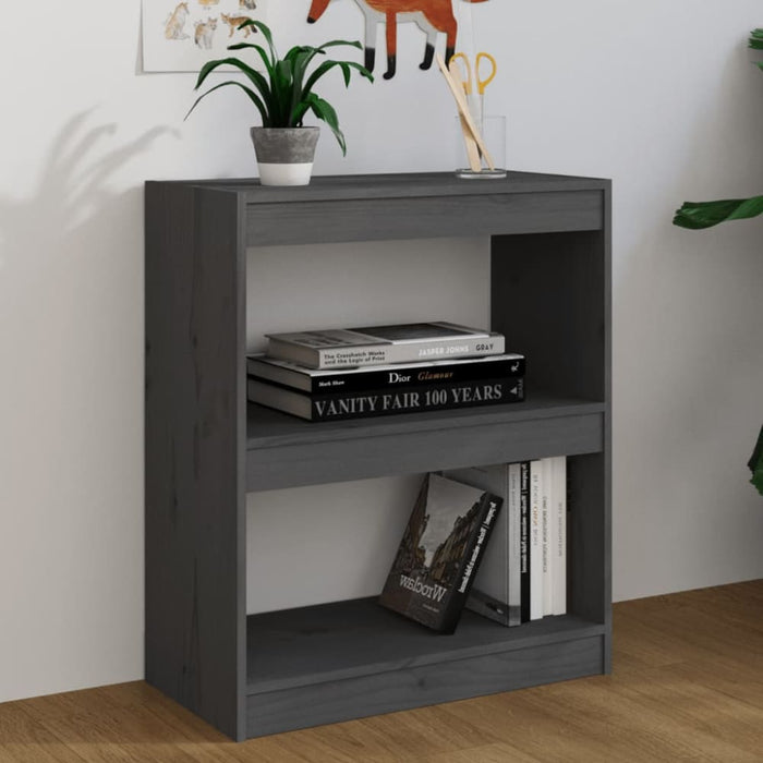 Book Cabinet Room Divider Grey 60x30x71.5 Cm Solid Wood