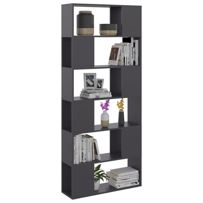 Book Cabinet Room Divider Grey 80x24x186 Cm Chipboard Nbkopa