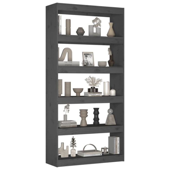 Book Cabinet Room Divider Grey 80x30x167.4 Cm Solid Wood