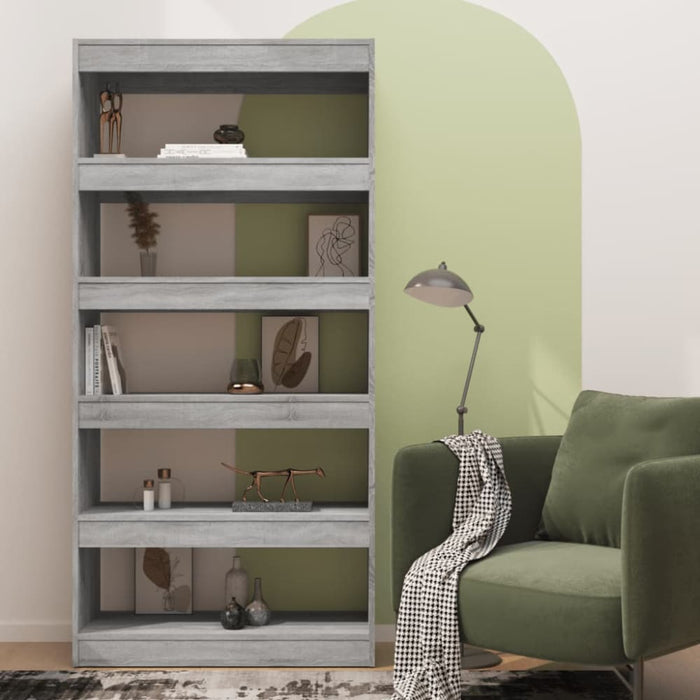 Book Cabinet Room Divider Grey Sonoma 80x30x166 Cm