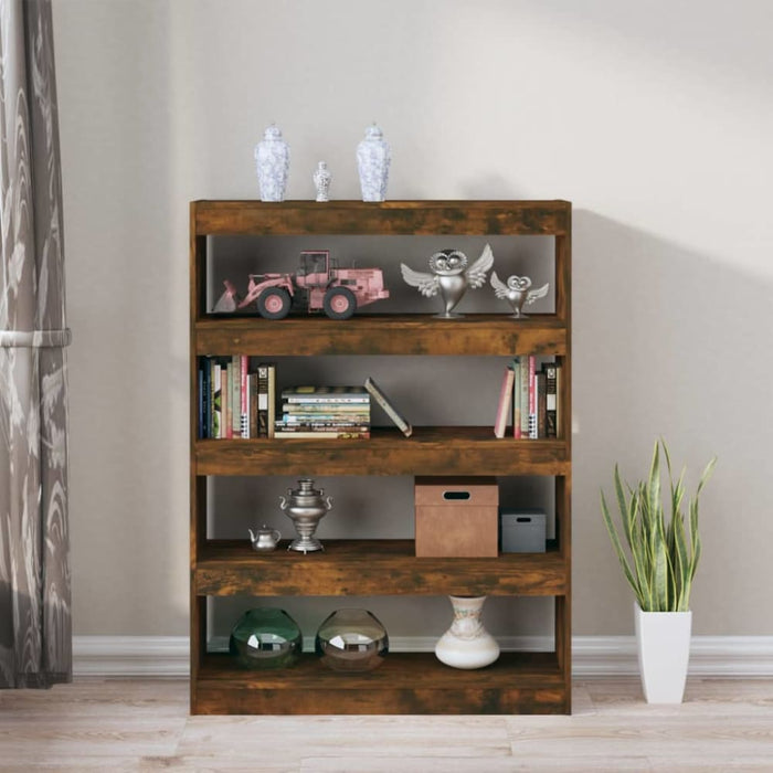 Book Cabinet Room Divider Smoked Oak 100x30x135 Cm Notltp