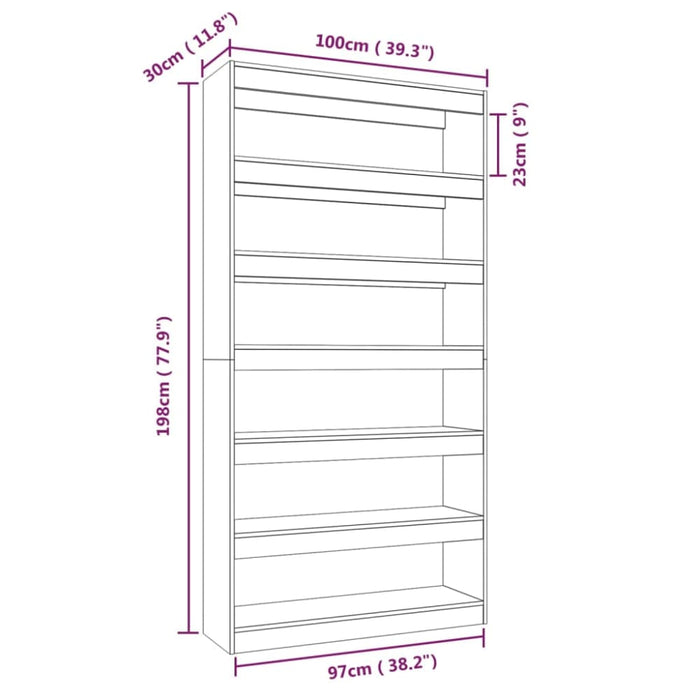 Book Cabinet Room Divider White 100x30x198 Cm Engineered