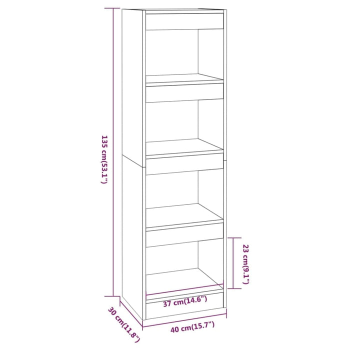 Book Cabinet Room Divider White 40x30x135 Cm Noolok