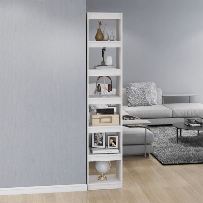 Book Cabinet Room Divider White 40x30x199 Cm Solid Pinewood