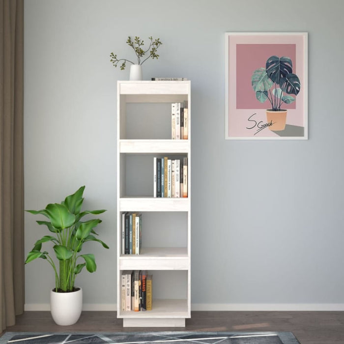 Book Cabinet Room Divider White 40x35x135 Cm Solid Pinewood