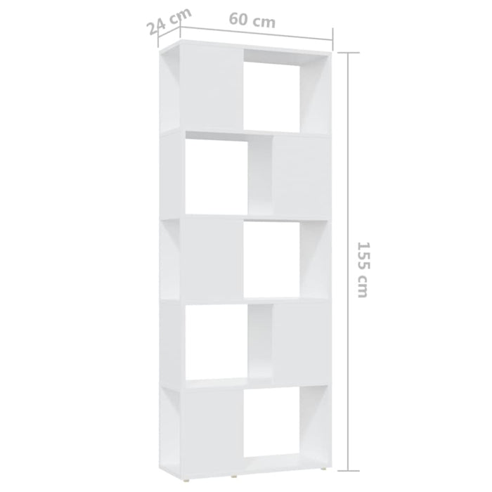 Book Cabinet Room Divider White 60x24x155 Cm Chipboard