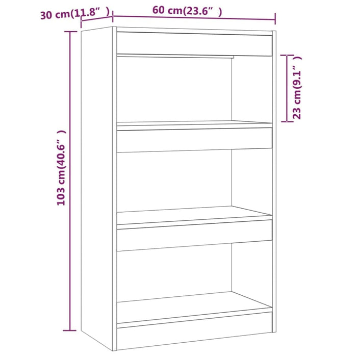 Book Cabinet Room Divider White 60x30x103 Cm Engineered
