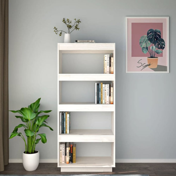 Book Cabinet Room Divider White 60x35x135 Cm Solid Pinewood