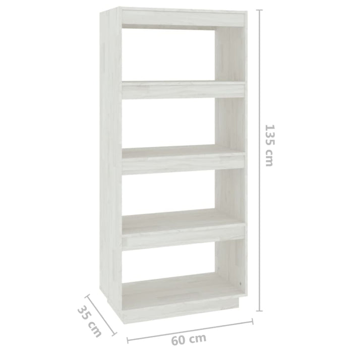 Book Cabinet Room Divider White 60x35x135 Cm Solid Pinewood
