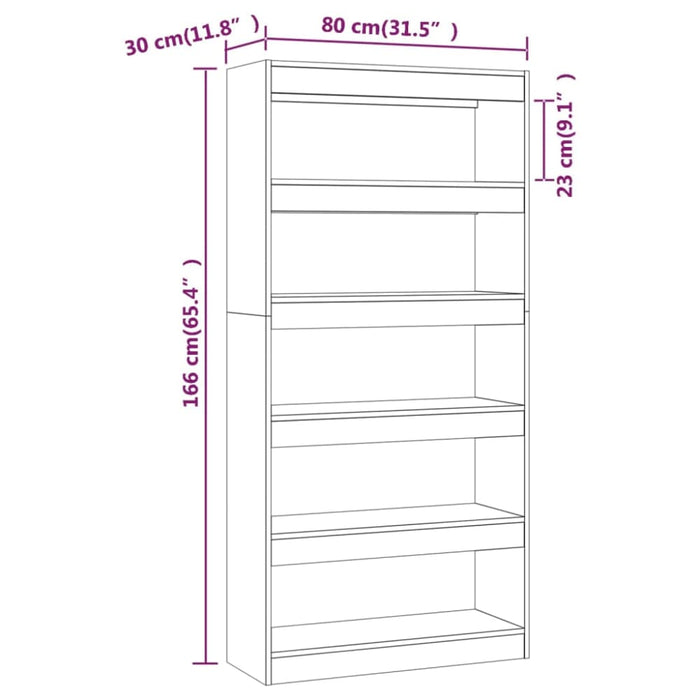 Book Cabinet Room Divider White 80x30x166 Cm Engineered